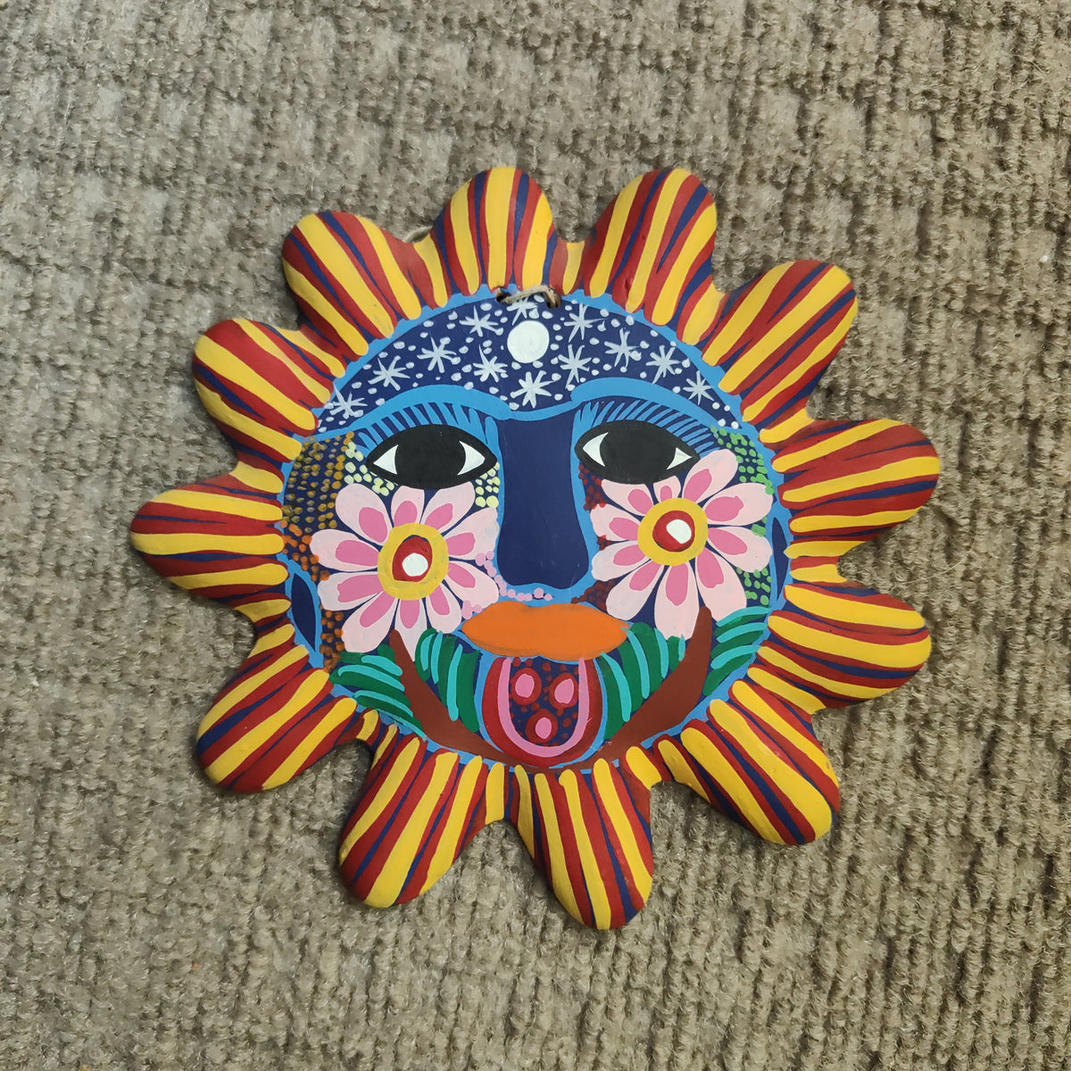 Huichol Sun Face Folk Art Mexican Pottery Happy Trails Inc & Joe's