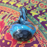 4" Multi Color Gray/Teal Spots Hand Pipe-American Made Glass