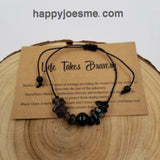 Natural Black Onyx Gift Bracelet - Life Takes Bravery