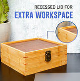 Bamboo and Black Walnut Large Stash Box with Lock and Rolling Tray Kit