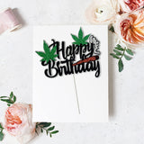 Leaf Adult Glitter Happy Birthday Cake Topper