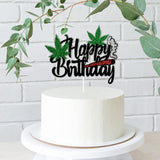 Leaf Adult Glitter Happy Birthday Cake Topper