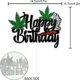 Leaf Adult Glitter Happy Birthday Cake Topper