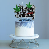 Leaf Adult Glitter Happy Birthday Cake Topper