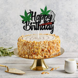 Leaf Adult Glitter Happy Birthday Cake Topper