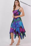 Women's Casual Tie Dye Spaghetti Strap Pixie Fit & Flare Dress