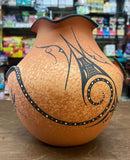 Zuni Raised Lizard With Dragonfly Large Pot by Artist: Deldrick Cellicion