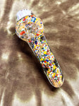 5" Multicolor frit Handpipe w/Flower front