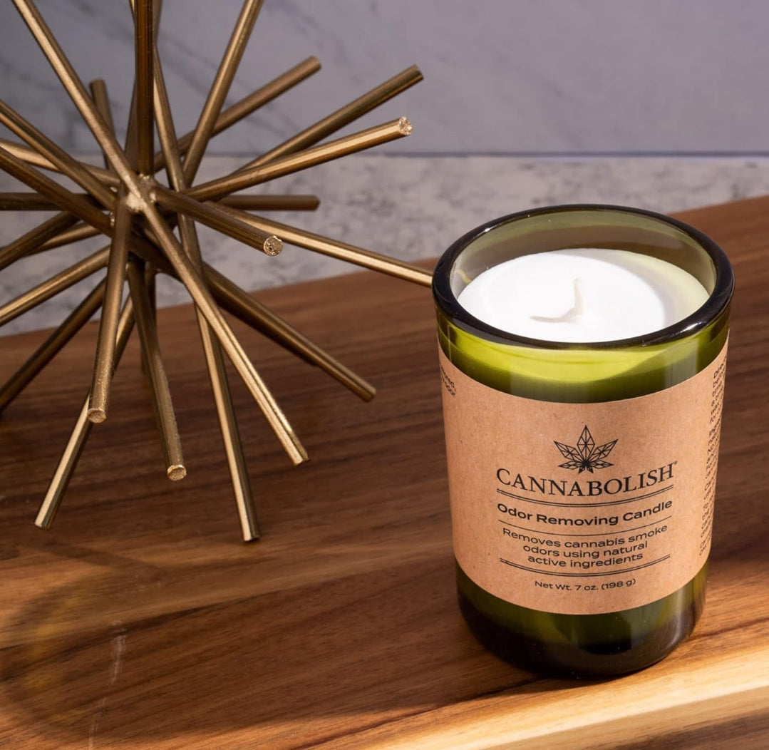 Cannabolish Smoke Odor Candle 7oz Wintergreen Scent Happy Trails