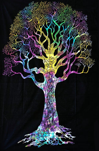 Tye Dye Tree Twin Size Tapestry