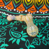 5" Spin & Rake Silver Fumed Yellow Bubbler By Vince Lown