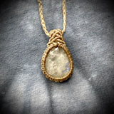 20-24" Rainbow Moonstone Macramé Pendant Necklace