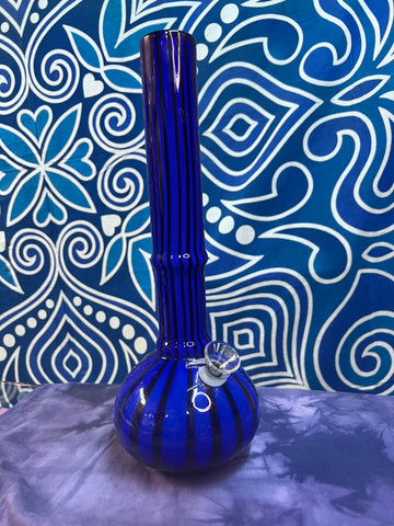 12" striped bulb w/low & mid rings soft glass waterpipe