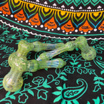 5" Spin & Rake Silver Fumed Green Bubbler by Vince Lown