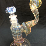 Fumed Striped Glass-on-Glass Standup Bubbler by Baked Glass