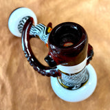 7" Ruby Red/White Hammer Bubbler w/ Wig-Wag Work by Zoan Tuttie