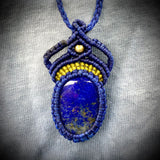 20-24" Lapis Lazuli Macramé Pendant