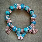 Butterfly Bees Bead & Charm String Bracelet