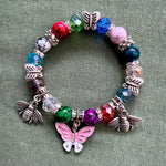 Butterfly Bees Bead & Charm String Bracelet