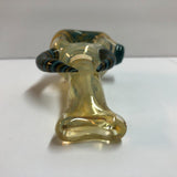 5" Fumed Handpipe with Blue/Yellow Wig Wag Front & Dual Horns