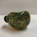 5" Fumed Handpipe with Blue/Yellow Wig Wag Front & Dual Horns