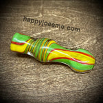 Yellow/Green/Red Twist Glass Chillum