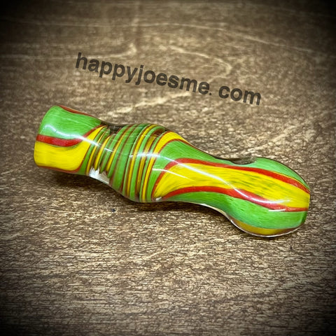 Yellow/Green/Red Twist Glass Chillum
