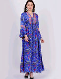 Floral V Neck - Maxi Dress - Bell Sleeves