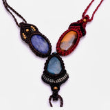 Natural Mix Gemstones Handmade Bohemian Macrame Necklace