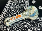 4" Rock Glass Fumed W/Canework and Color Handpipe