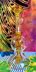 9” Bent Neck Single Perc Recycler Yellow Waterpipe