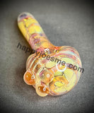 Pink/Yellow/Cream Wrap & Rake Fume Handpipe W/Three Nubs by Pharo