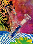 7" Slight Bent Neck Beaker Clear/Blue Waterpipe