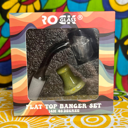 Rock Glass Flat Top Banger Set (18mm Male 45 Degree)