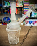 6” Platinum Honeycomb Frosted Cup Dab Rig