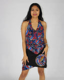 MUST HAVE BEEN THE ROSES Top Cotton Lycra Multi Grateful Dead Steal Your Face, Rose Print, Solid & Applique' Angle Cut