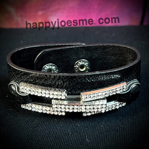 Faux Leather Sparkly Bracelet