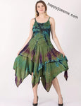 Women's Casual Tie Dye Spaghetti Strap Pixie Fit & Flare Dress