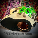 Cream With Three Colored Flowers Sugar Skull