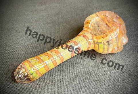 Pink/Yellow/Cream Wrap & Rake Fume Handpipe W/Honeycomb Front by Pharo