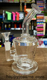 7" Barrel Shaped Slight Bent Neck Waterpipe w/Inline Perc