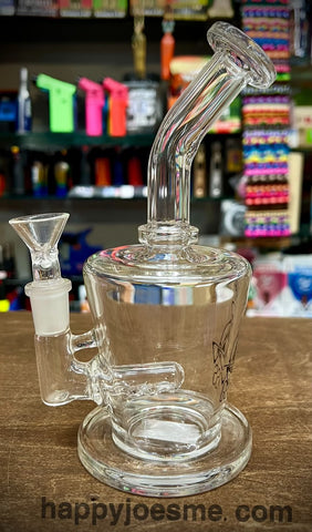 7" Barrel Shaped Slight Bent Neck Waterpipe w/Inline Perc