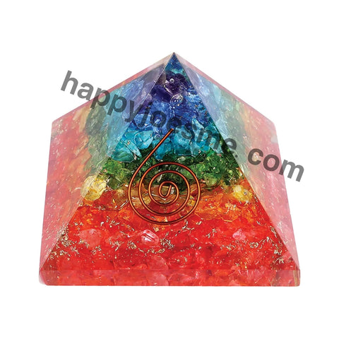 Orgonite Crystal Pyramid w/ Copper (60 - 70 mm.) - 7 Chakras