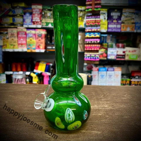 8” Double Bulb W/Straight Top Soft Glass Waterpipe