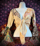 Patchwork Fairy Sleeves Tie Top