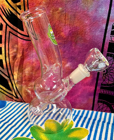 7" Slight Bent Neck Beaker Clear/Pink Waterpipe