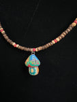 90s Wooden Seed Bead Clay Mushroom Necklace