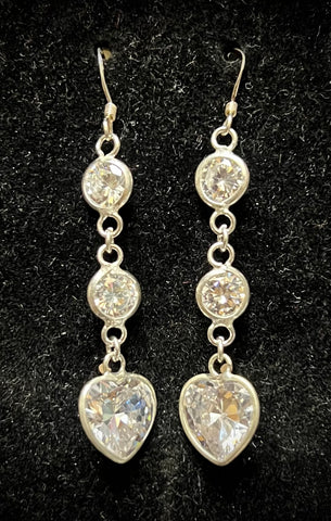 Cubic Zirconia Heart 925 Sterling Silver Earrings