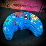 4.5"  Blue/Multi-Colored Half-MOON Box-Talavera Pottery from Mexico