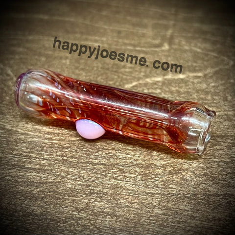 Silver Fume/Red Spin & Rake Glass Chillum